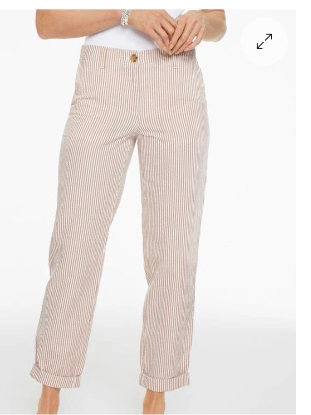 Talbots Beige & White Stripe Seersucker Pants